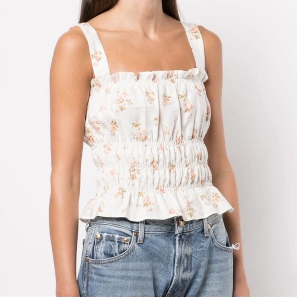 Reformation Shrub linen floral top